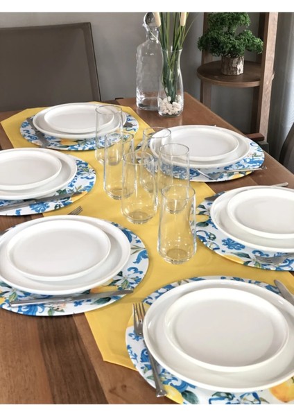 Amerikan Servis Sarı Runner ve 6 Adet Limon Supla