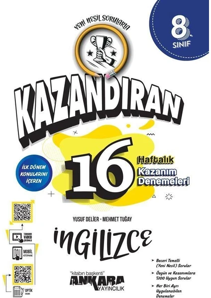 Ankara Yayıncılık 8.Sınıf  LGS Ingilizce Kazandıran 16 Haftalık Kazanım Denemeleri