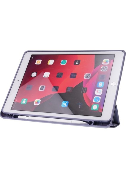 Apple iPad 9. Nesil 10.2 Inç 2021 Yatay ve Dikey Katlanabilen Uyku Modlu Kalemlikli Clemon Kılıf A2605 A2603 A2604 A2602 Seri