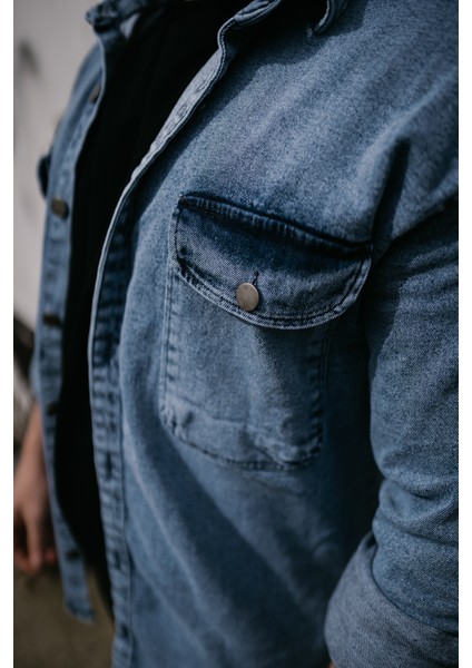 Thenewwear Yırtık Detaylı Kot Gömlek