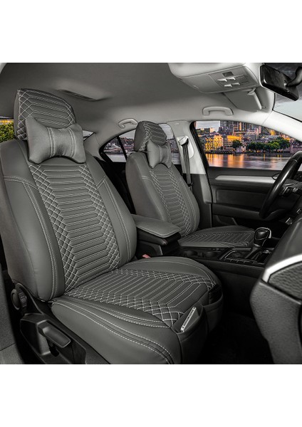 Opel Corsa C Lüx Full Deri Oto Koltuk Kılıfı Ön Arka Takım (Giydirme Tip) Füme