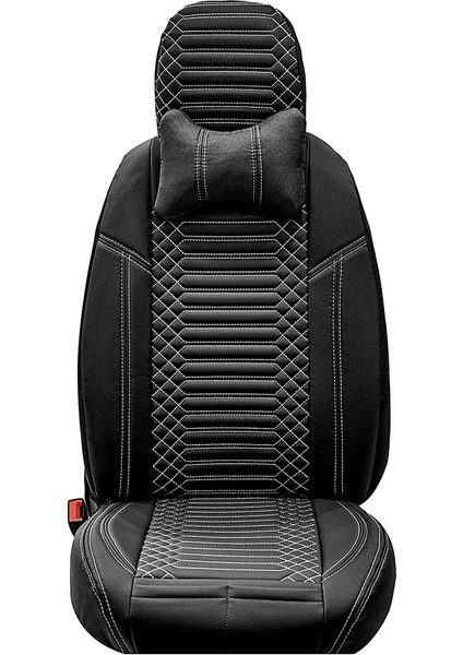 Fiat Stilo Lüx Full Deri Oto Koltuk Kılıfı Ön Arka Takım (Giydirme Tip) Siyah Beyaz