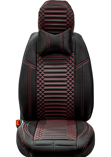 Fiat Stilo Lüx Full Deri Oto Koltuk Kılıfı Ön Arka Takım (Giydirme Tip) Siyah Kırmızı modelleri