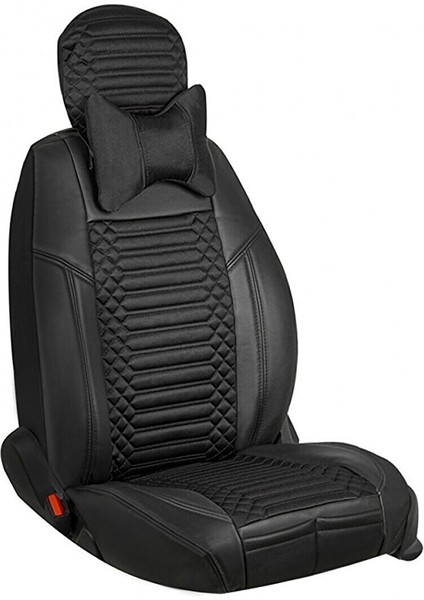 Jeep Compas Lüx Full Deri Oto Koltuk Kılıfı Ön Arka Takım (Giydirme Tip) Tam Siyah