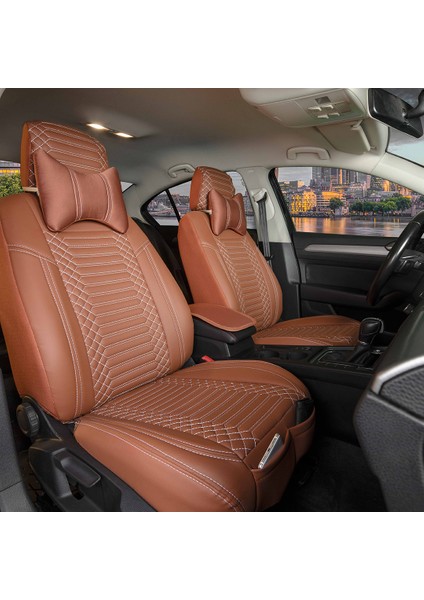 Opel Corsa B Lüx Full Deri Oto Koltuk Kılıfı Ön Arka Takım (Giydirme Tip) Tarçın