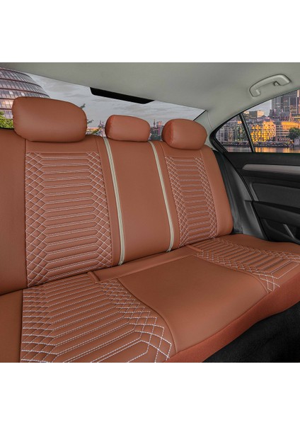 Fiat Egea Stw Lüx Full Deri Oto Koltuk Kılıfı Ön Arka Takım (Giydirme Tip) Tarçın