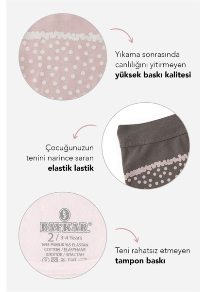 Kız Çocuk Desenli Boxer Şort 3'lü Paket Renkli