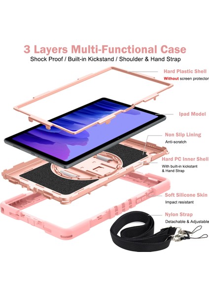 Samsung Galaxy Için Silikon+Pc Kılıfı A7 10.4 (2020) T500/T505 Gül Altın (Yurt Dışından)