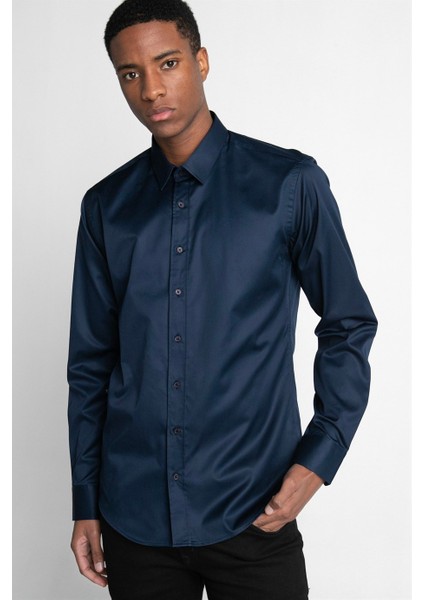 Modern Fit %100 Cotton Armürlü Premium Seri Erkek Gömlek