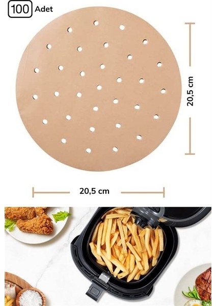 100 Adet Airfryer Pişirme Kağıdı Tek Kullanımlık Hava Fritözü Yuvarlak Delikli Model fırsatları