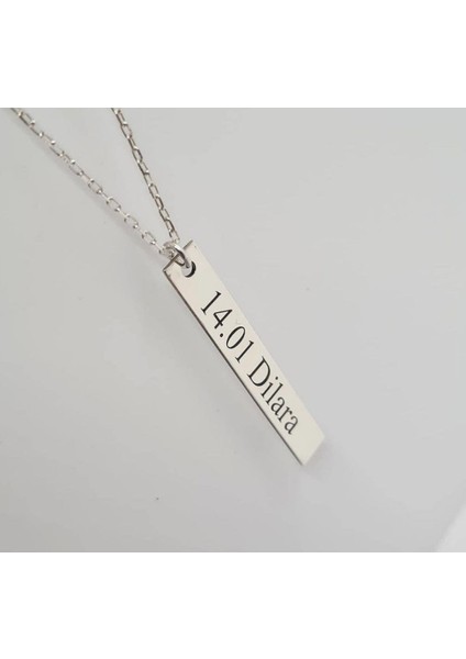 925 Ayar Gümüş Plaka Isim Tarih Kolye