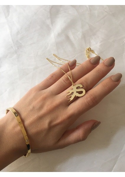 925 Ayar Gümüş Alevli Harf Kolye