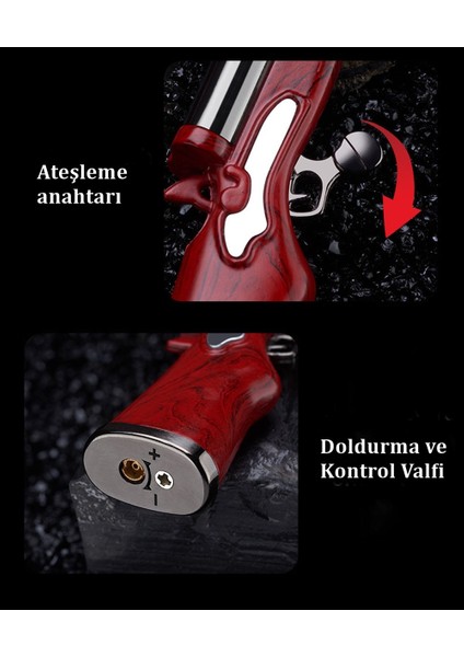 Mini Çift Alevli Tüfek Çakmak Metal Tasarım Manyetorlu Çakmak