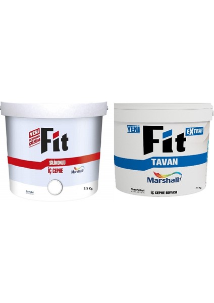 Fit Silikonlu Iç Cephe Boyası 3.5 kg + Marshall Fit Extra Tavan Boyası 3.5 kg