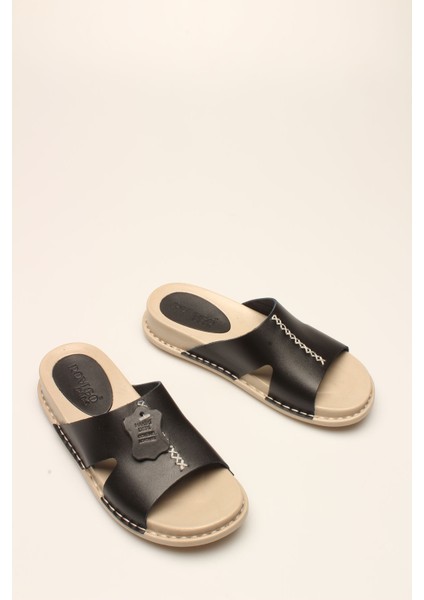 P Siyah Deri Kadın Terlik fiyatları