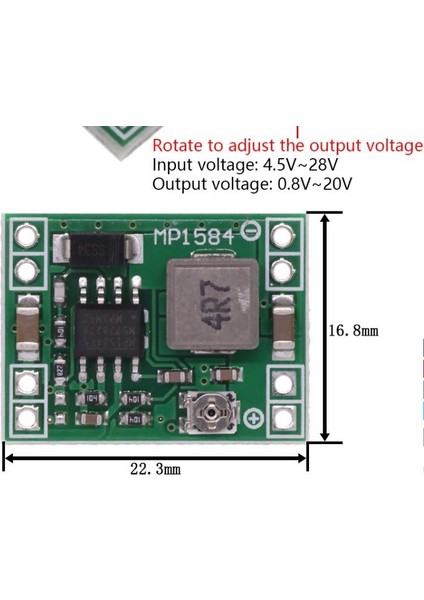 Sanec MP1584EN 3A Ultra Küçük Boyutlu Dc-Dc Adım Aşağı Besleme Modülü Ayarlanabilir