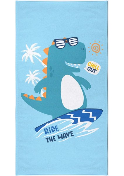 Surf Dino Dijital Baskılı 75X145 Cm Çocuk Plaj Havlusu