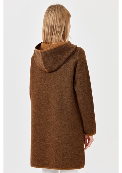 Kadın Reglan Kol Nakış Işlemeli Kapüşonlu Uzun Yün Kaban K.taba fırsatları