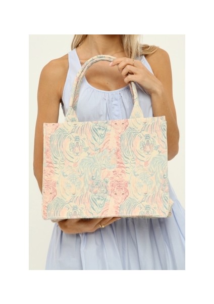 Icone Bag Kadın Desenli Çanta, Icone Desenli Kanvas Çanta, El ve Omuz Çanta, Printed Canvas Bag fiyatları
