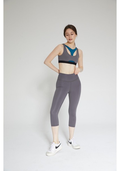 Antrasit Kadın Yüksek Bel Soft Touch Kapri Diz Altı Tayt - Fiona indirimleri