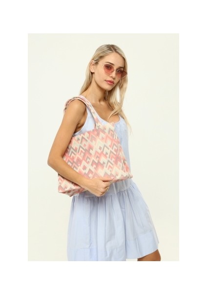 Icone Bag Kadın Desenli Çanta, Icone Desenli Kanvas Çanta, El ve Omuz Çanta, Printed Canvas Bag modelleri