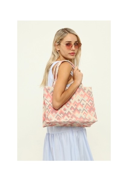 Icone Bag Kadın Desenli Çanta, Icone Desenli Kanvas Çanta, El ve Omuz Çanta, Printed Canvas Bag indirimleri