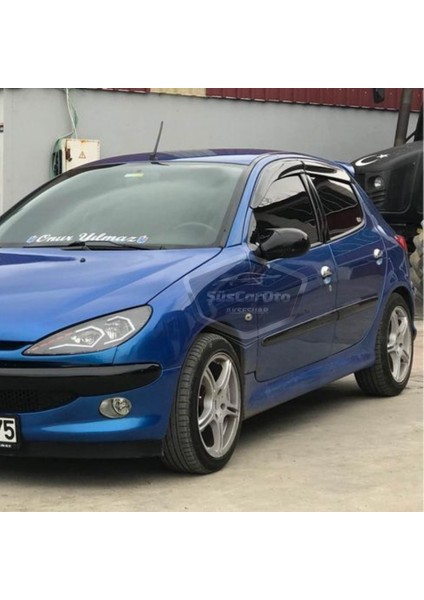 ŞüsCarOto Aksesuar Peugeot 206 206+ 1998-2012 Uyumlu Mugen Cam Rüzgarlığı Seti Piano Black 4lü Ithal