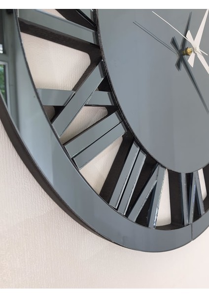 When Roma Smoked Model Füme Renk 60 Cm Dekoratif Aynalı Duvar Saati