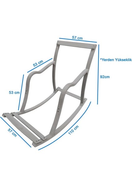 Home Paşa Ahşap Şezlong Sallanan Sandalye, Dinlenme ve Emzirme Koltuğu Gri