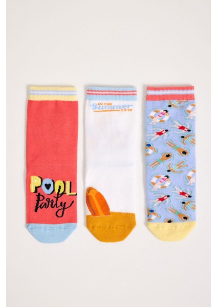 3 lü Paket Pool Party Erkek Çocuk Soket Çorap Desenli