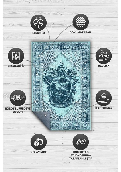 Ravenclaw Dokuma Tabanlı Yıkanabilir Kaymaz Harry Potter Film Halısı