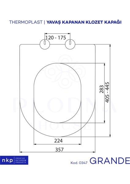Plodna House Grande D-Form Yavaş Kapanan Klozet Kapağı