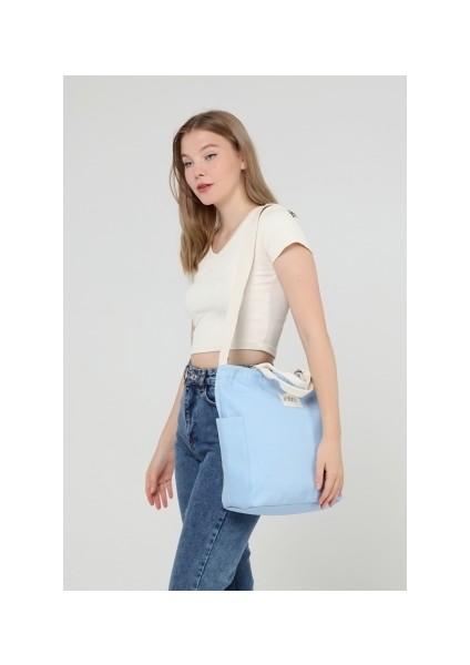 Icone Bag Pembe Renk Kadın Çantası, Yanları Cepli Kanvas Bez Çanta, Ayarlanabilir Kolon Askılı ve Fermuarlı fırsatları