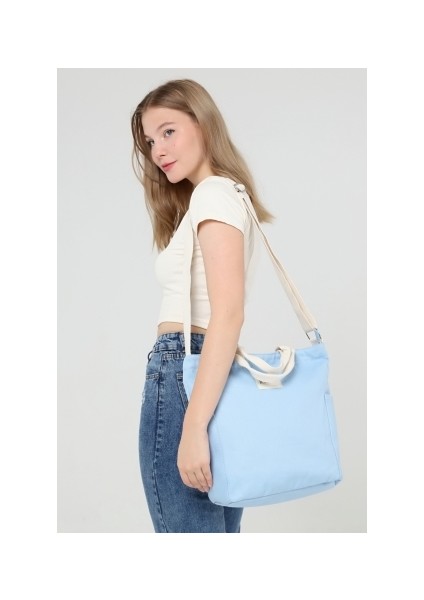 Icone Bag Pembe Renk Kadın Çantası, Yanları Cepli Kanvas Bez Çanta, Ayarlanabilir Kolon Askılı ve Fermuarlı indirimleri
