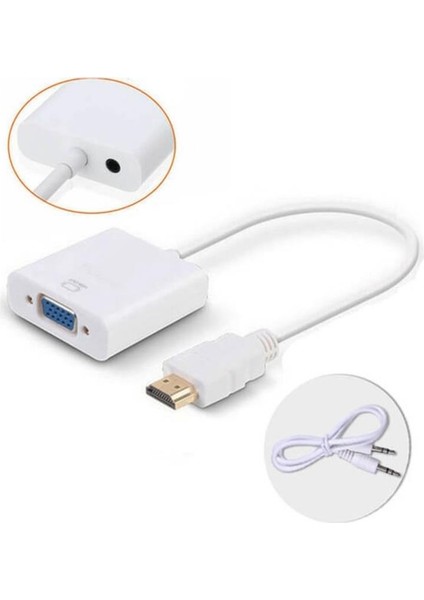 Sanec HDMI To VGA Dönüştürücü + Ses Kablosu Beyaz fiyatları