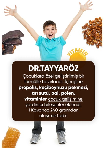 Dr. Tayyaröz Kids Plus Çocuk Macunu -Kakao Propolis Pekmez Arı Sütü Bal ve Vitamin