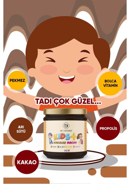 Dr. Tayyaröz Kids Plus Çocuk Macunu -Kakao Propolis Pekmez Arı Sütü Bal ve Vitamin