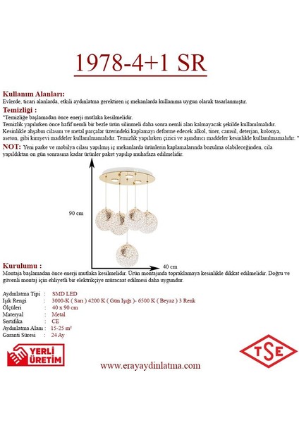 1978-4+1 5'li Sarkıt LED Avize modelleri