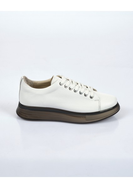 Minimalist Deri Sneaker - Platform Taban - Günlük Spor