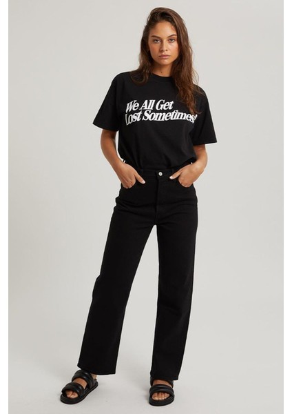 Siyah Baskılı Oversize Tişört MG1532