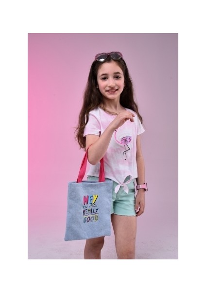 Icone Bag Icone Kız Çocuk Çantası, Kot Yazı Baskılı Kız Çocuk El ve Omuz Çantası, Desenli Çocuk Çantası fırsatları
