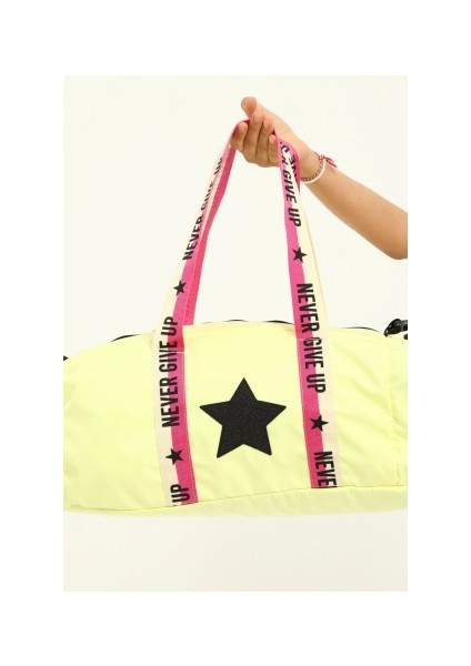 Icone Bag Kız Çocuk Yıldız Baskılı Spor Çanta, Yan Cepli Spor Çanta, Fermuarlı Detaylı Çocuk Spor Çanta