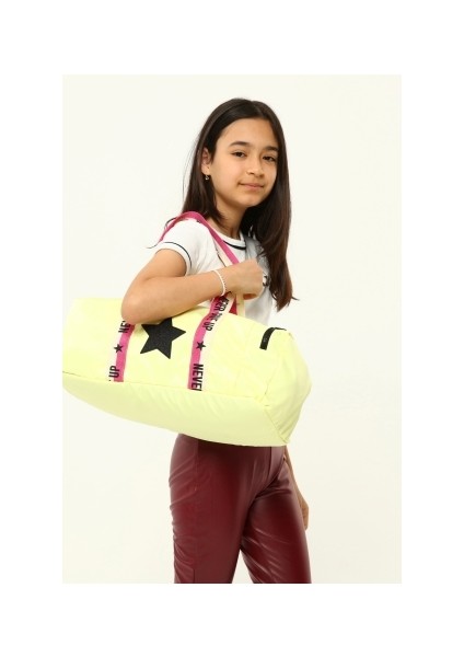 Icone Bag Kız Çocuk Yıldız Baskılı Spor Çanta, Yan Cepli Spor Çanta, Fermuarlı Detaylı Çocuk Spor Çanta fırsatları
