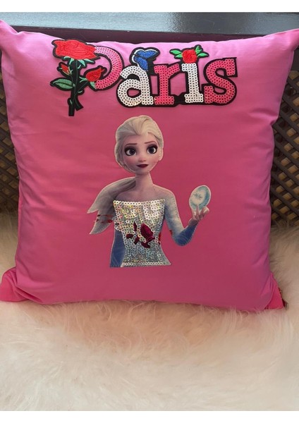 Elsa Paris Gül Kelebek Aplikeli Pul Payetli Kırlent Yastık Kılıfı 40x40 Cm fiyatları