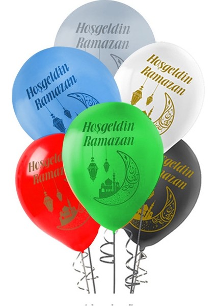 23 Parça Hoşgeldin Ramazan Banner,6 Baskılı Balon,6'lı Ramazan Süsleri Tavan Sarkıt,10'lu Goldsarkıt