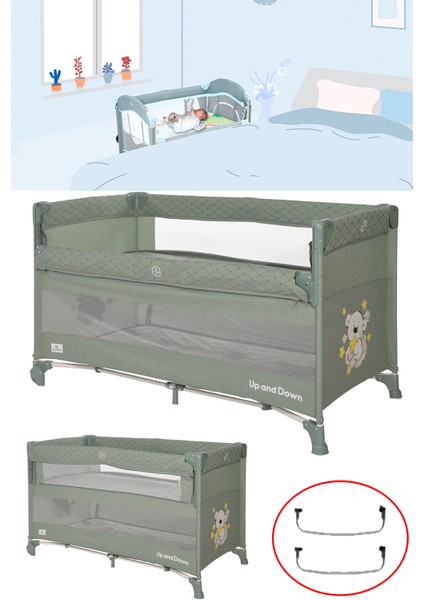 Up And Down 60X120 Bebek Anne Yan Oyun Park Yatak Beik