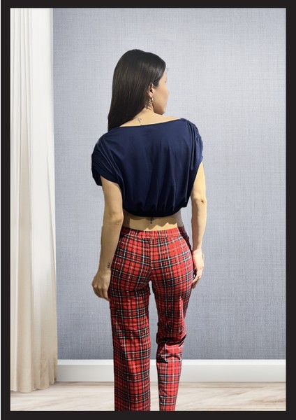 Kadın Kırmızı Ekoseli Pijama Takımı