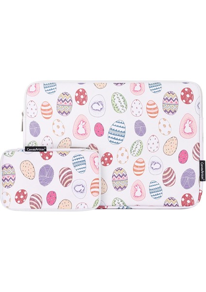 Canvasartısan G52-T0121 2 Adet/takım Paskalya Tavşanı ve Yumurta Desen Dizüstü Bilgisayar Çantası 15 Inç Pürüzsüz Fermuarlı Dizüstü Bilgisayar Kılıfı + Küçük Çanta (Yurt Dışından)