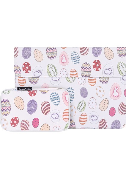 E52-T0121 2parça/set 15 Inç Elips Deseni Manyetik Kapak Zarfı Pu Dizüstü Bilgisayar Kılıfı + Küçük Çanta (Yurt Dışından)
