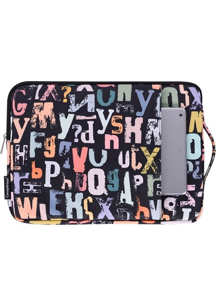 H18-89 15 Inç Dizüstü Bilgisayar Kılıfı, Suluboya Harf Deseni Yumuşak Astar Taşıma Torbası (Yurt Dışından)